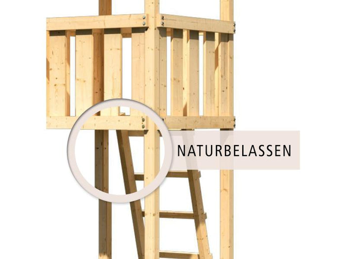 Karibu Spielturm Anna + Rutsche rot + Doppelschaukel