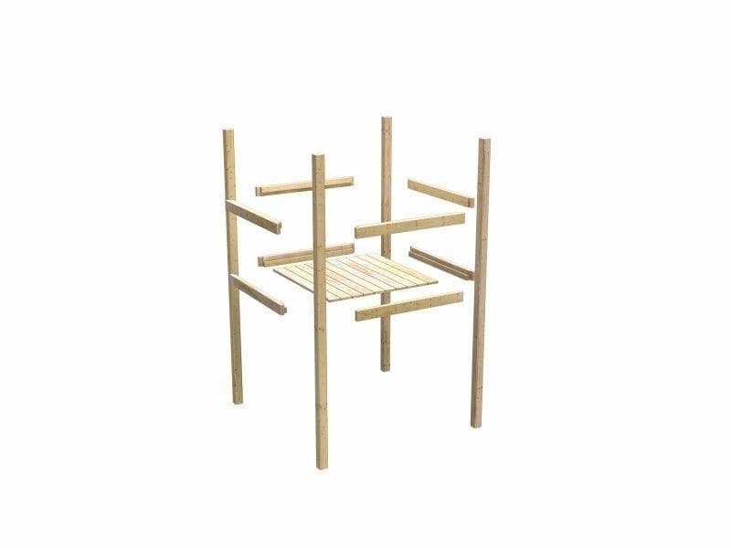 Karibu Spielturm Lotti- Doppelschaukel mit Klettergerüst, Netzrampe und Rutsche in rot