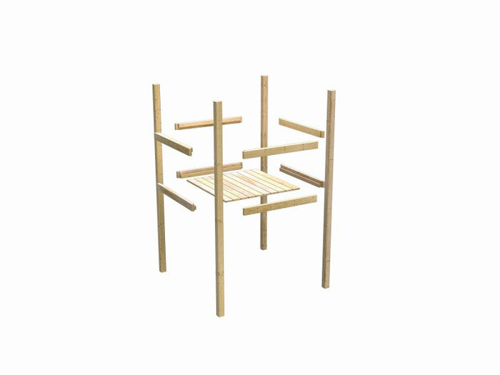 Karibu Spielturm Luis Satteldach + Rutsche blau + Doppelschaukel + Netzrampe