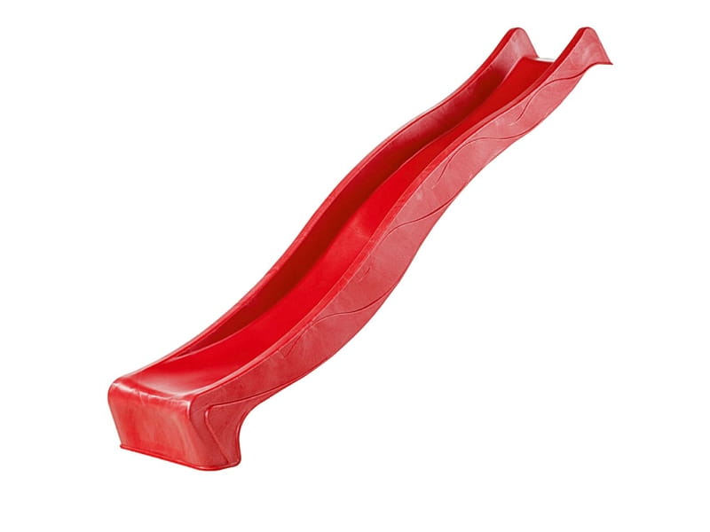 Karibu Stelzenhaus Benjamin in grau mit Rutsche in rot und Doppelschaukelanbau