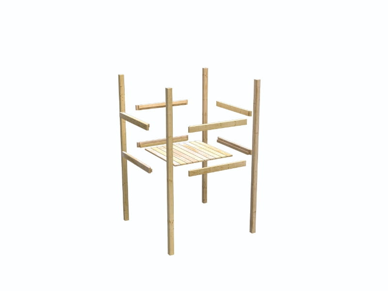 Karibu Stelzenhaus Fidel grau + Rutsche rot + Doppelschaukelanbau + Klettergerüst und Netzrampe