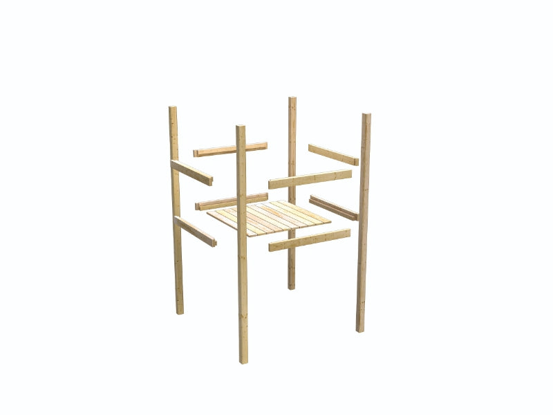 Karibu Stelzenhaus Fidel in grau + Rutsche rot + Doppelschaukelanbau