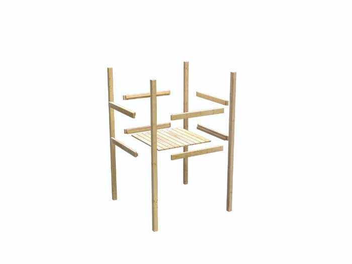 Karibu Stelzenhaus Fidel in grau + Rutsche rot + Doppelschaukelanbau