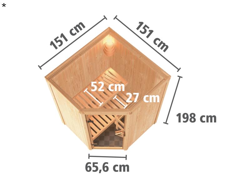 Larin - Karibu Sauna ohne Ofen - ohne Dachkranz -