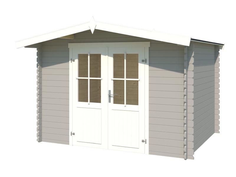 Lasita Blockbohlenhaus Baltimore lichtgrau 28 mm