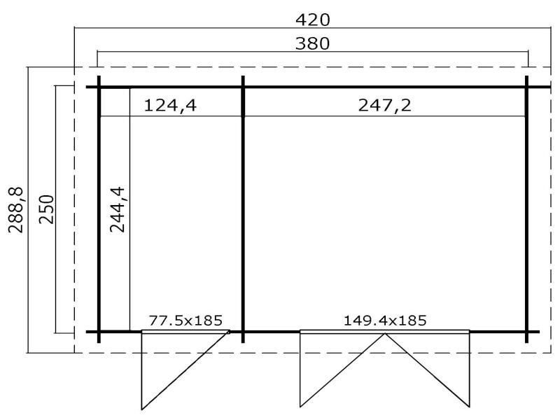 Lasita Blockbohlenhaus Belmont 1 2-Raum natur 28 mm
