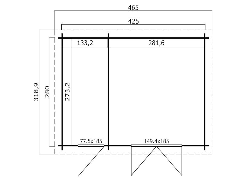 Lasita Blockbohlenhaus Belmont 2 2-Raum natur 34 mm