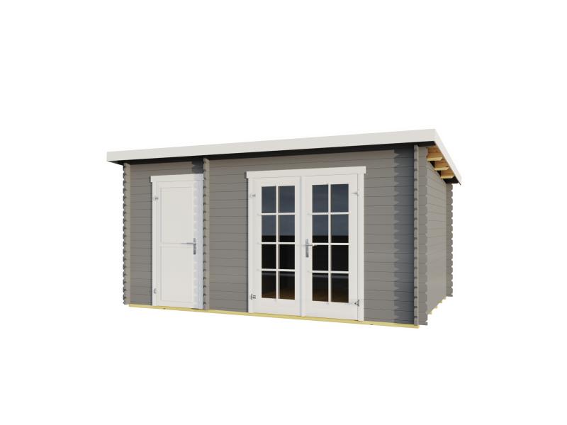 Lasita Blockbohlenhaus Belmont 2 2-Raum lichtgrau 34 mm