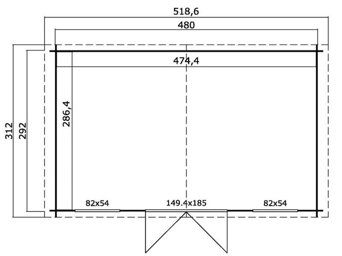 Lasita Blockbohlenhaus Boston carbongrau 28 mm