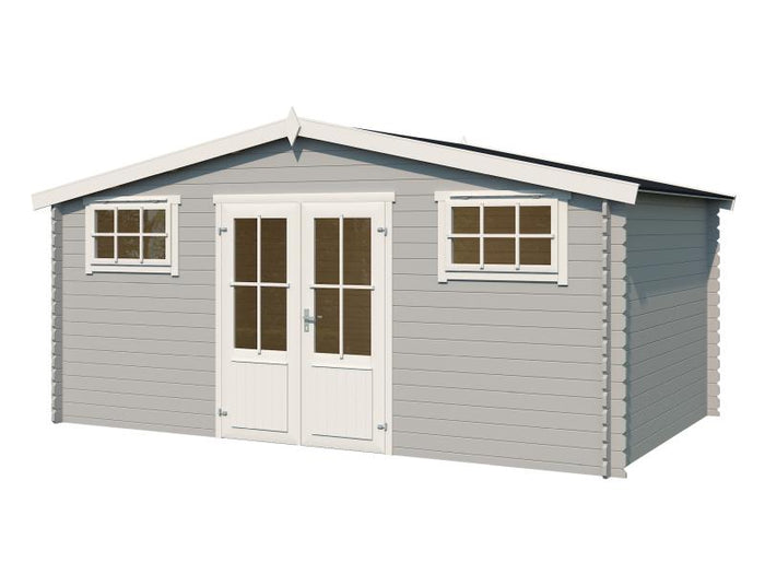 Lasita Blockbohlenhaus Boston lichtgrau 28 mm