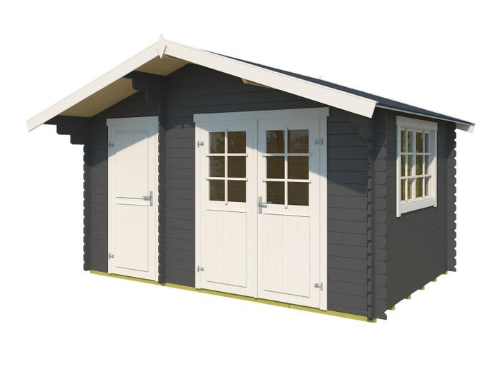 Lasita Blockbohlenhaus Keila 28 carbongrau 2-Raum 28 mm