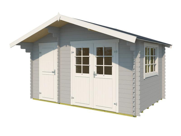 Lasita Blockbohlenhaus Keila 28 lichtgrau 2-Raum 28 mm