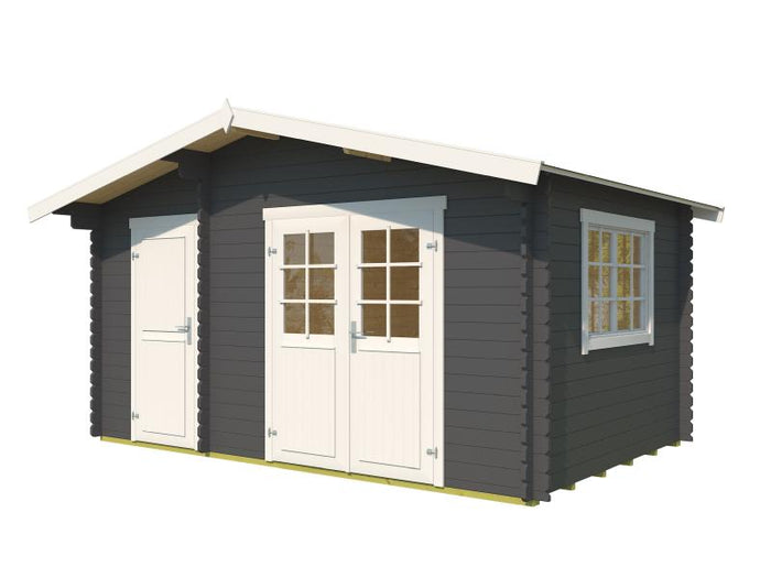 Lasita Blockbohlenhaus Keila 34 carbongrau 2-Raum 34 mm