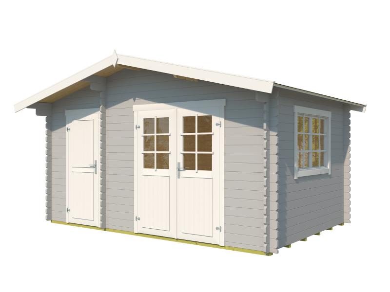 Lasita Blockbohlenhaus Keila 34 lichtgrau 2-Raum 34 mm