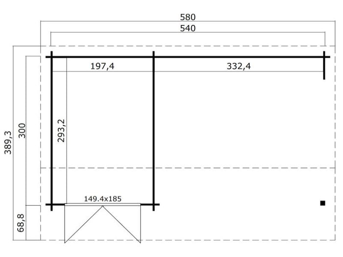 Lasita Blockbohlenhaus Kenzo 34 mm Carbongrau