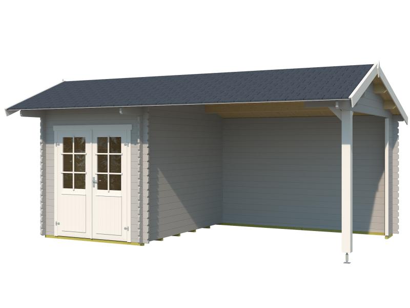 Lasita Blockbohlenhaus Kenzo 34 mm Lichtgrau