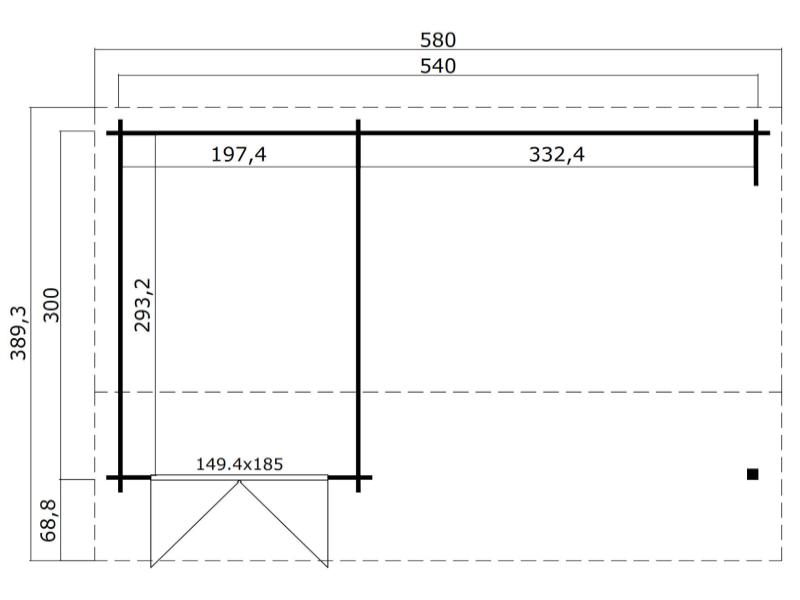 Lasita Blockbohlenhaus Kenzo 34 mm Lichtgrau