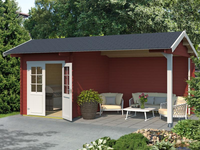 Lasita Blockbohlenhaus Kenzo 34 mm Schwedenrot