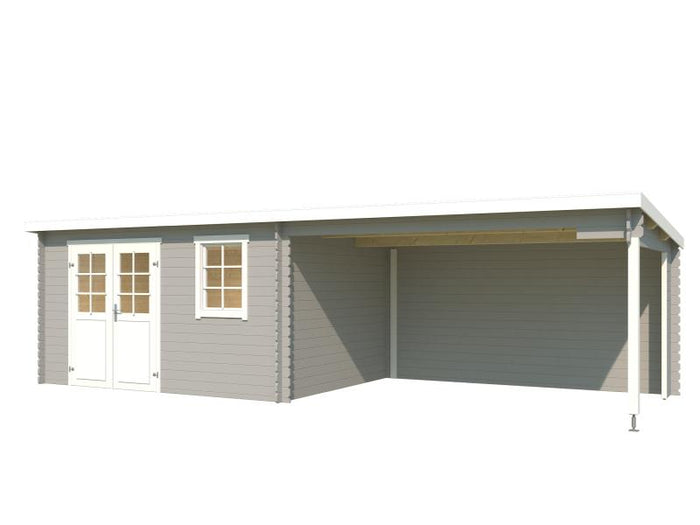 Lasita Blockbohlenhaus Reno lichtgrau 28 mm