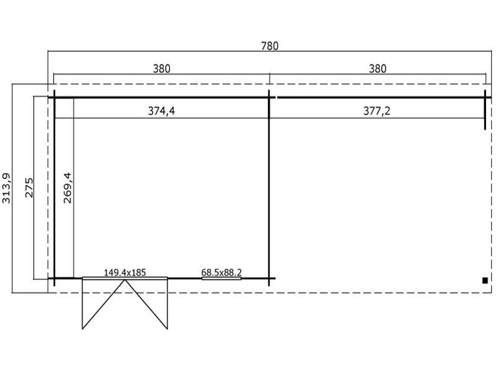 Lasita Blockbohlenhaus Reno natur 28 mm