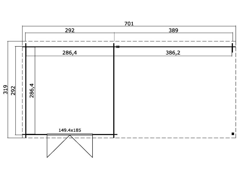 Lasita Blockbohlenhaus St Louis carbongrau mit Anbau 28 mm