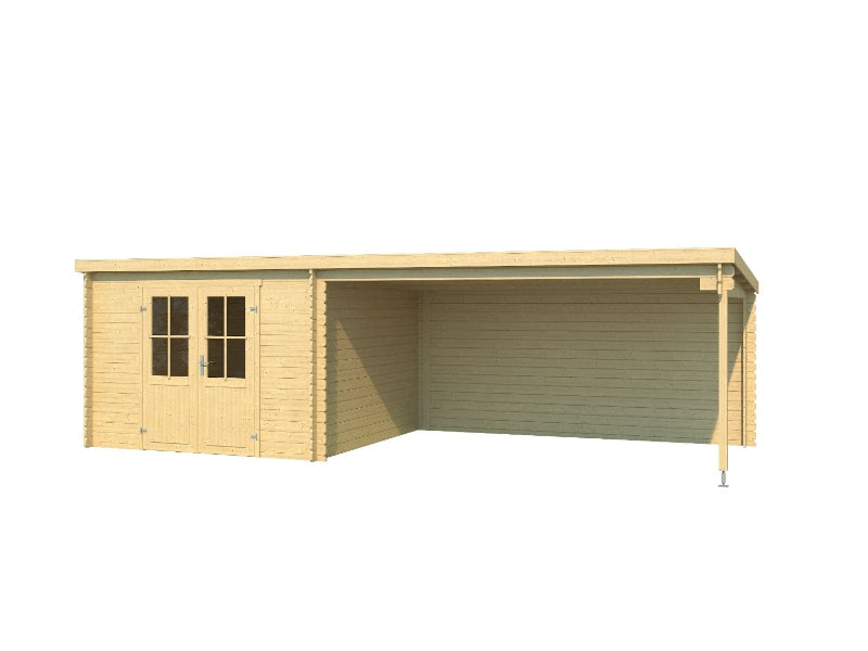 Lasita Blockbohlenhaus St Louis mit Anbau 28 mm natur