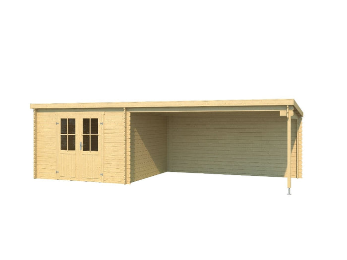 Lasita Blockbohlenhaus St Louis mit Anbau 28 mm natur