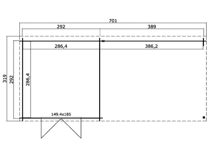 Lasita Blockbohlenhaus St Louis schwedenrot mit Anbau 28 mm
