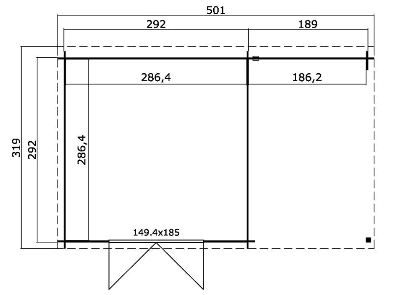 Lasita Blockbohlenhaus Tampa mit Anbau carbongrau 28 mm