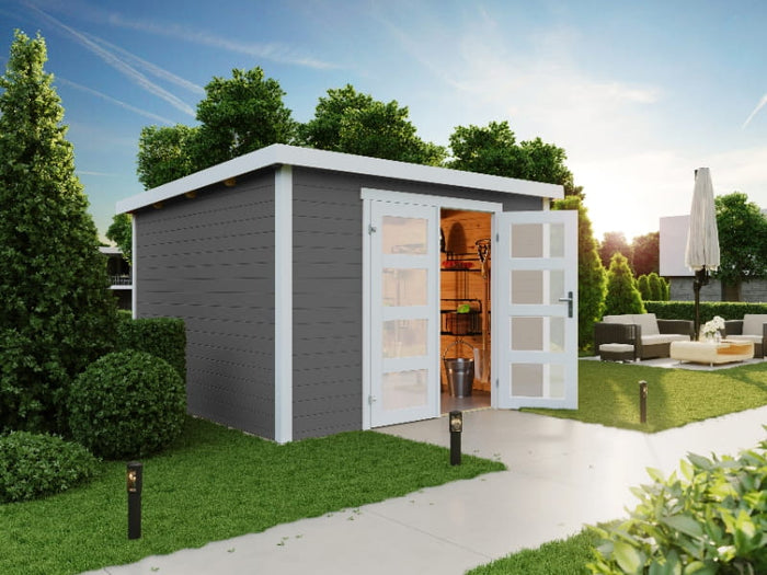 Lasita Blockbohlenhaus Zambezi 7 carbongrau 28 mm