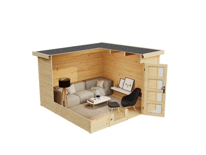 Lasita Blockbohlenhaus Zambezi 7 carbongrau 28 mm