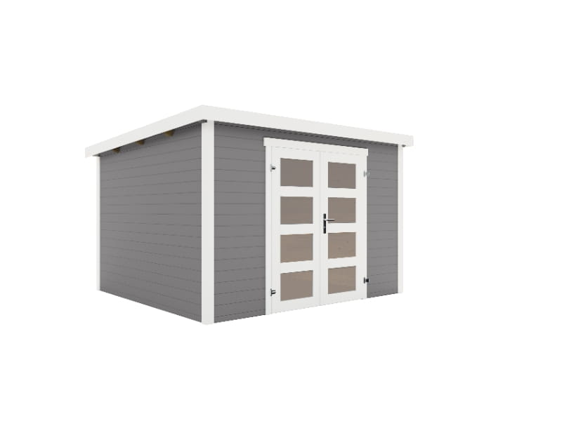 Lasita Blockbohlenhaus Zambezi 7 lichtgrau 28 mm