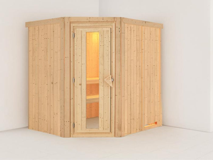 Lilja - Karibu Sauna Plug & Play ohne Ofen - ohne Dachkranz - Energiespartür