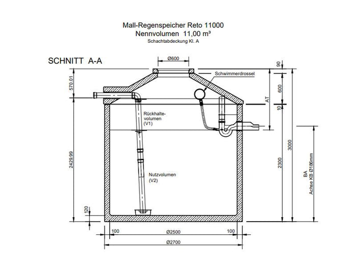 Mall Retentionszisterne Reto 11000 Liter, begehbar