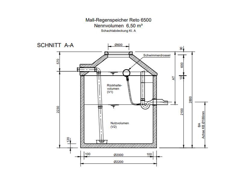 Mall Retentionszisterne Reto 6500 Liter, begehbar