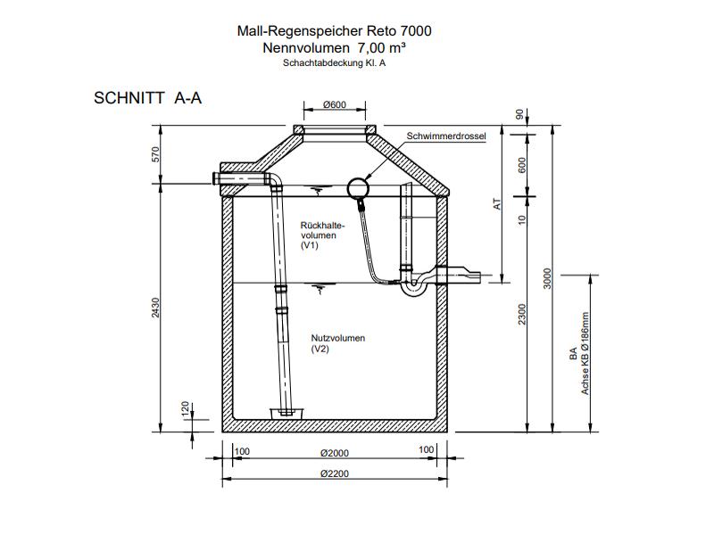 Mall Retentionszisterne Reto 7000 Liter, begehbar