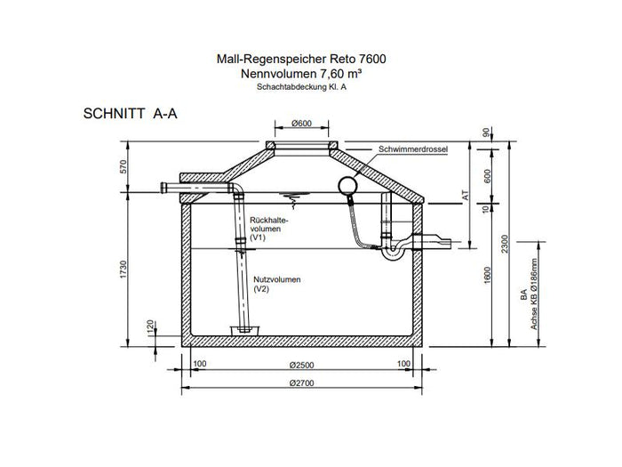 Mall Retentionszisterne Reto 7600 Liter, begehbar