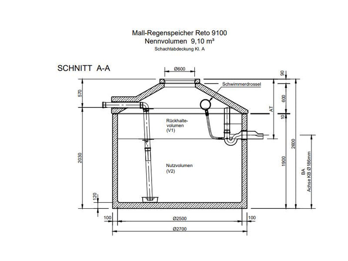 Mall Retentionszisterne Reto 9100 Liter, begehbar