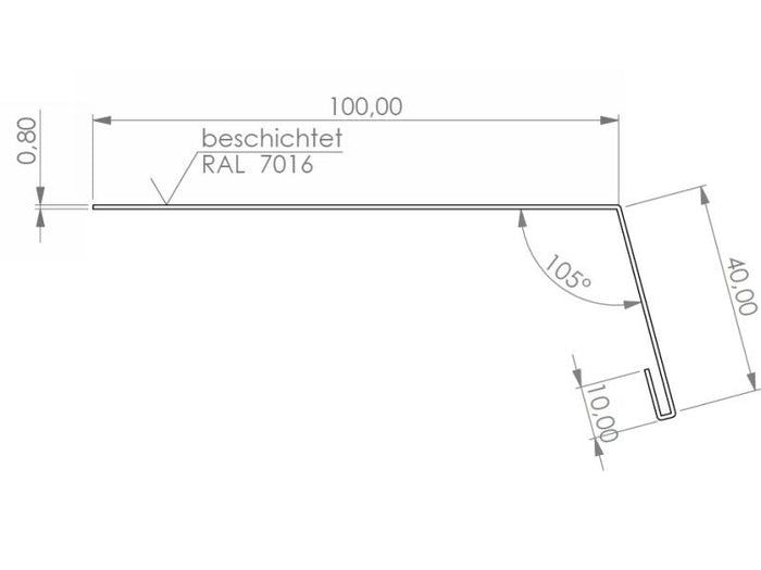 Montage Aluminium Rinneneinhang 200 cm, Typ 8 für Dachtraufe/Dachrinne anthrazit-grau - 1 Stück