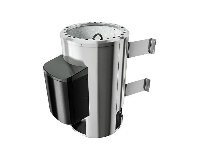 Nanja - Karibu Sauna Plug & Play 3,6 kW Ofen, ext. Steuerung - mit Dachkranz - Energiespartür