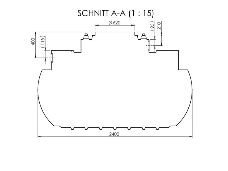 Nautilus Atlantis Premium-Zisterne 2.200 Liter mit 3 Lippendichtungen DN 100