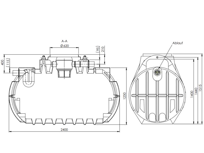 Nautilus Atlantis Premium-Zisterne 2.200 Liter mit vorinstalliertem Korbfilter