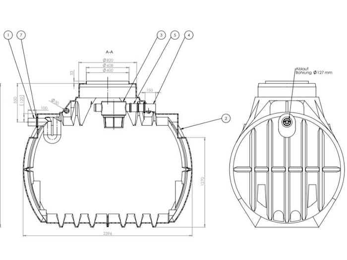 Nautilus Atlantis Premium-Zisterne 4.000 Liter mit 3 Lippendichtungen DN 100