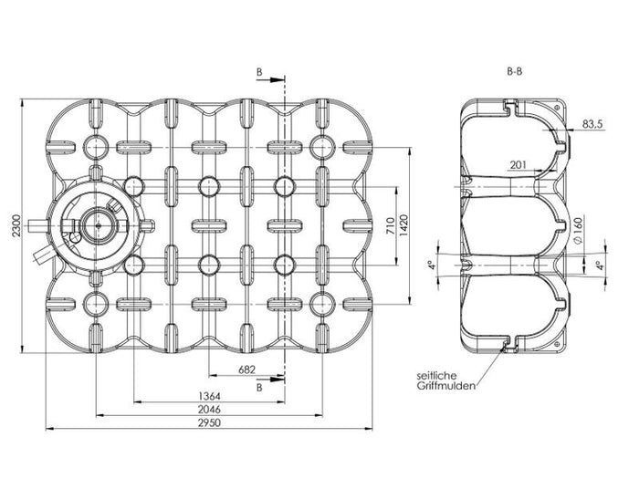 Nautilus Flachtank-Zisterne Hudson 5.000 Liter mit vorinstallierten Korbfilter & Siphon