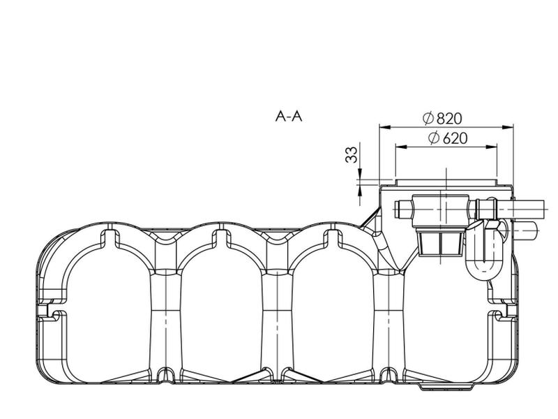 Nautilus Flachtank-Zisterne Hudson 5.000 Liter mit Pumpensumpf, Korbfilter & Siphon