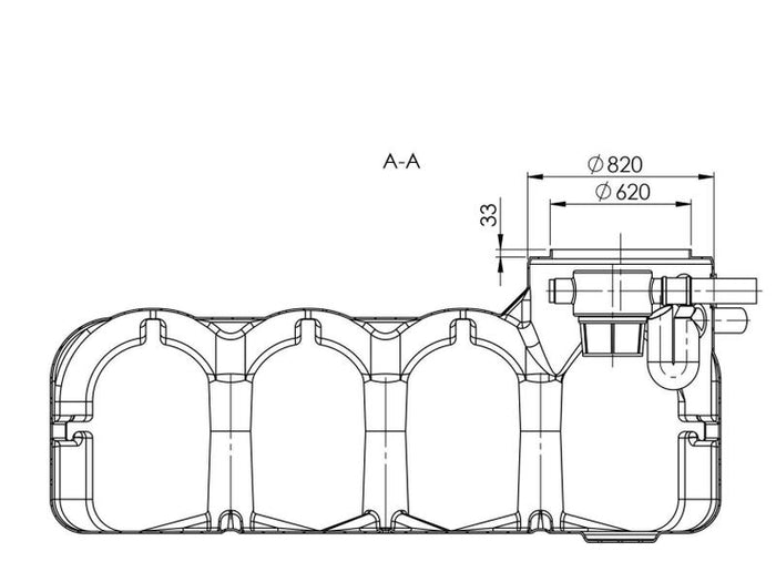 Nautilus Flachtank-Zisterne Hudson 5.000 Liter mit Pumpensumpf, Korbfilter & Siphon