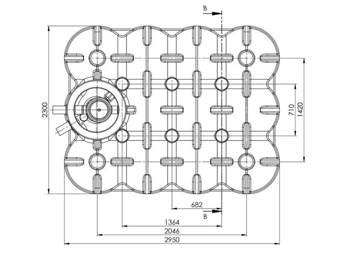 Nautilus Flachtank-Zisterne Hudson 5.000 Liter mit Pumpensumpf, Korbfilter & Siphon