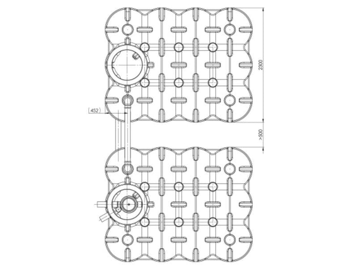 Nautilus Flachtank-Zisterne Hudson DUO 10.000 Liter, 1 Behälter mit Korbfilter & Siphon