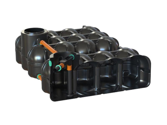 Nautilus Flachtank-Zisterne Hudson DUO 10.000 Liter, 1 Behälter mit Wechselsprungfilter + Zulaufberu