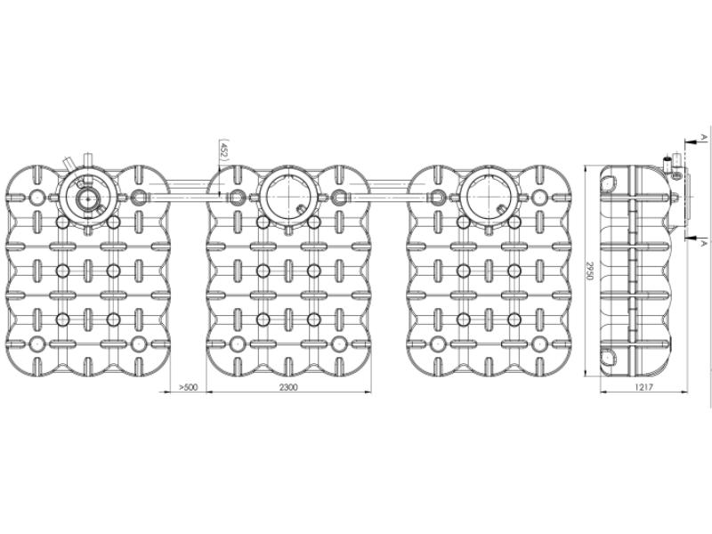 Nautilus Flachtank-Zisterne Hudson TRIO 15.000 Liter, 1 Behälter mit Korbfilter & Siphon